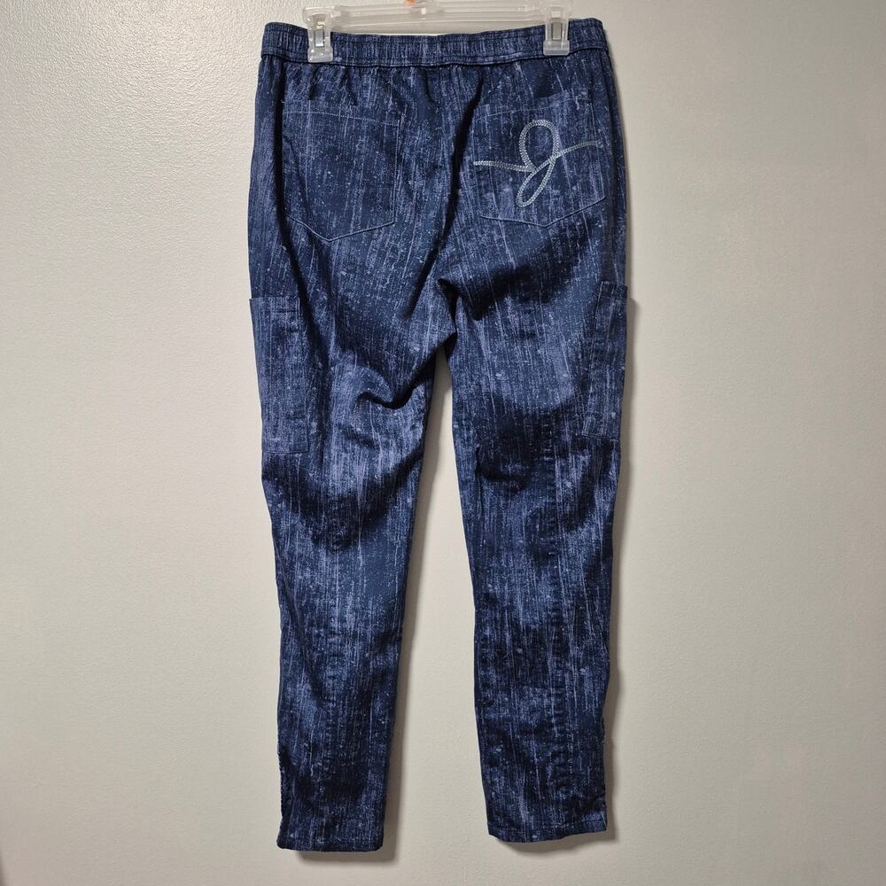 Jaanuu Navy Blue Textured Drawstring Scrub Joggers - Picture 2 of 15